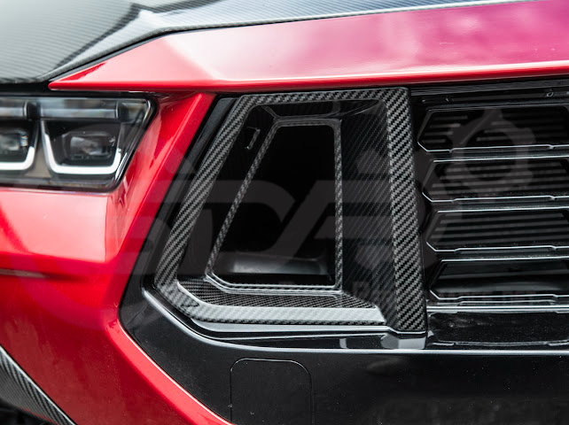 2024-Up Ford Mustang GT | DarkHorse Style CARBON FIBER Side Grille Air Intake Bezel Pair