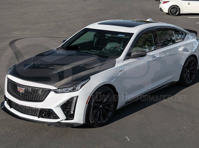 2022-2024 CADILLAC CT5-V BLACKWING SEDAN | CARBON FIBER FACTORY EXTENDED STYLE FRONT LIP SPLITTER GROUND EFFECTS