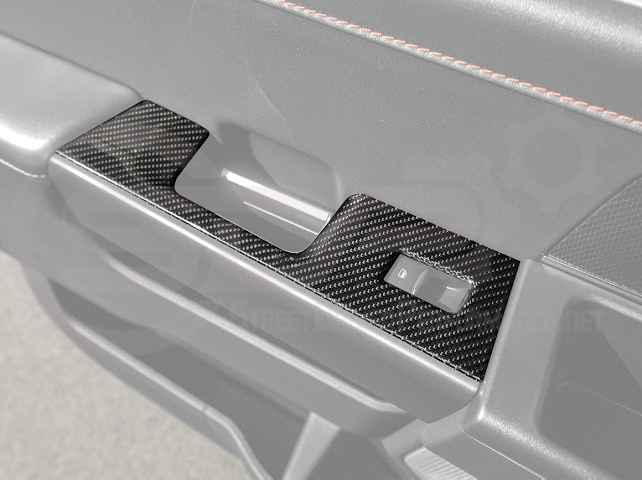 2021-UP FORD F-150 | FACTORY STYLE CARBON FIBER REAR DOOR SWITCH PANEL TRIM COVER