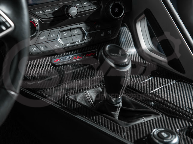2014-2019 Corvette C7 | Carbon Fiber Center Console Bezel Cup Holder Trim Panel (Fits all Models)