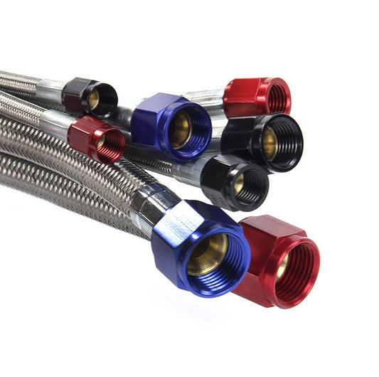 Nitrous Outlet 18" 6AN Stainless Braided Hose (Blue B-Nuts)