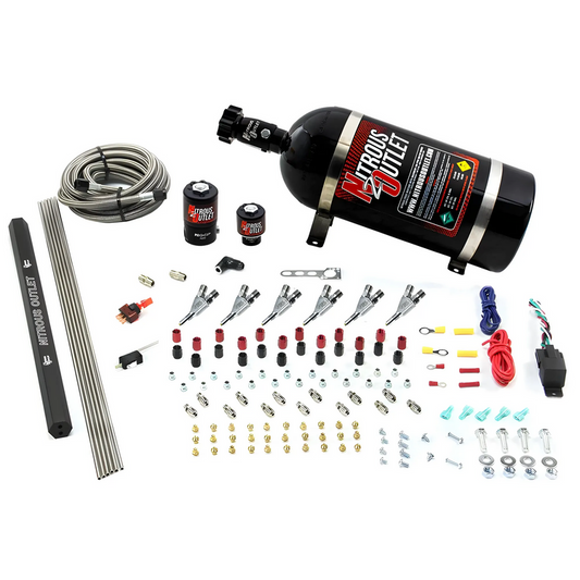 Nitrous Outlet 6 Cylinder Direct Port System - .122 Nitrous Solenoids/.177 Fuel Solenoids/Dual Passage Injection Rail/90 D...