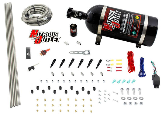 Nitrous Outlet Dry 6 Cylinder Direct Port System - .122 Nitrous Solenoid/Distribution Block/SBT Nozzles (75-375HP)(10lb Bo...
