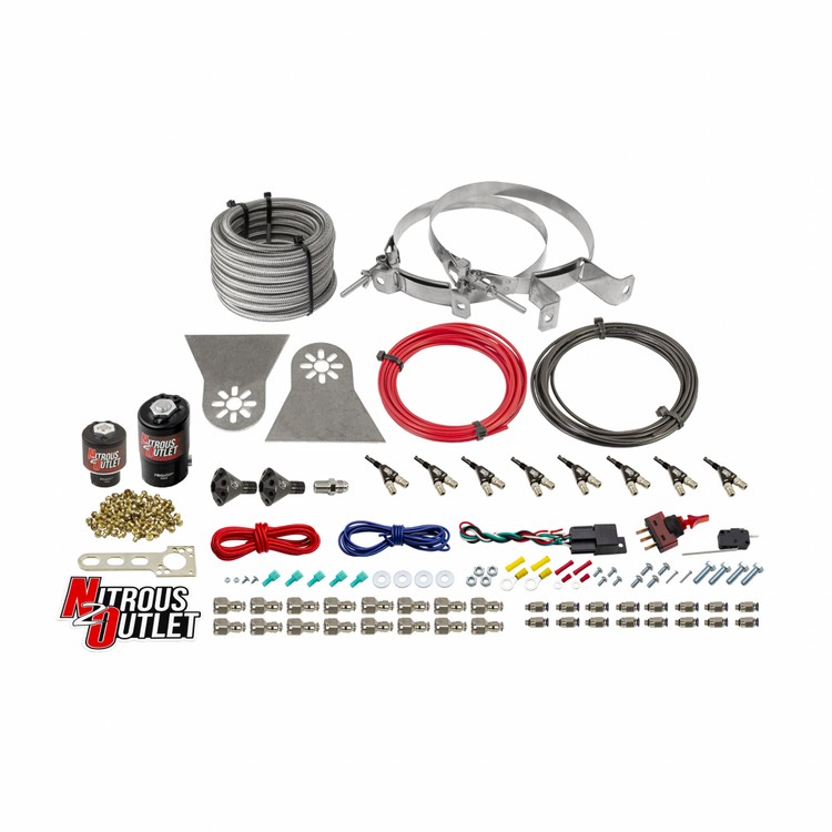 Nitrous Outlet 8 Cylinder Direct Port System - .122 Nitrous Solenoids/.177 Fuel Solenoids/Nylon Hose/Showerhead Distributi...