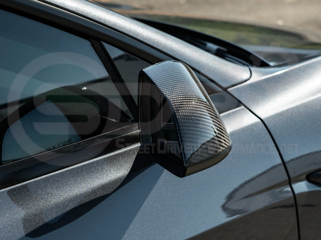 2024-Up Tesla Model 3 | Carbon Fiber Tape On Side Mirror Cap Covers Pair