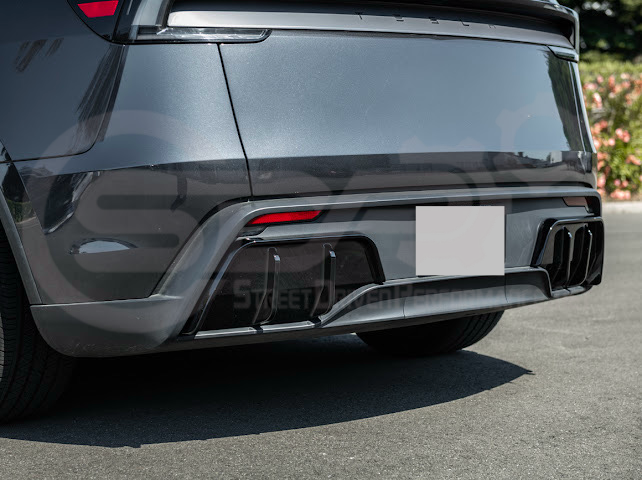 2025-Up Tesla Model Y | Fast Style Glossy Black Rear Bumper Finned Diffuser