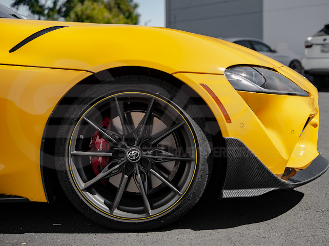 2020-Up Toyota GR Supra A90 A91 | A91 Package CARBON FIBER 3 Piece Front Bumper Lip Splitter Ground Effects