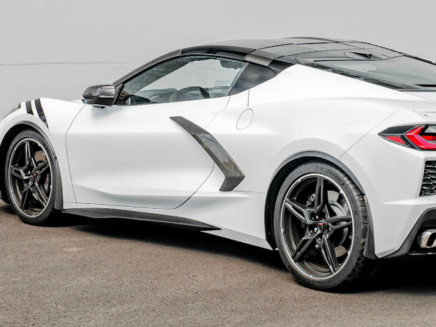 2020+ CHEVROLET CORVETTE C8 | SDP PERFORMANCE PACKAGE MATTE BLACK SIDE WHEEL FENDER FLARE EXTENSIONS PAIR