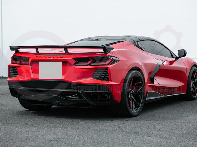 2020-Up Corvette C8 Stingray & Z51 |FaceliftedbRear Trunk High Wing Spoiler (Matte Black or Carbon Flash)