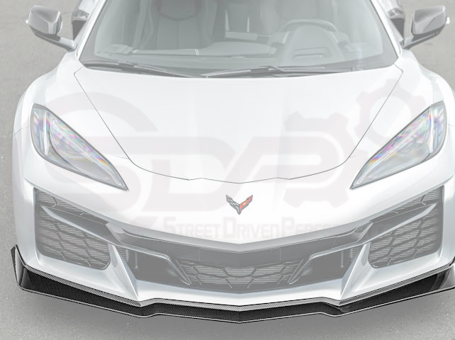 2023-UP CORVETTE C8 Z06 | Z07 STYLE EXTENDED ONE-PIECE FRONT LIP SPLITTER GROUND EFFECTS