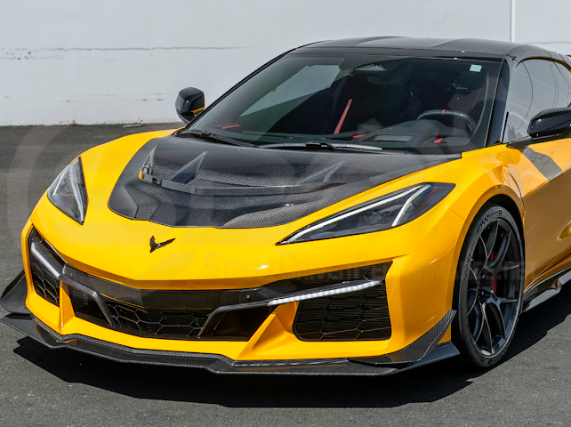 2023+ CHEVROLET CORVETTE C8 Z06 & E-RAY | Z07 PERFORMANCE PACKAGE CARBON FIBER LIP SPLITTER GROUND EFFECTS WITH NO DRILL CANARDS