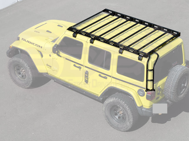2018-UP JEEP WRANGLER JL & 2020-PRESENT JEEP GLADIATOR JT | CARBON STEEL BLACK TOP ROOF CARGO RACK (FULL & HALF LENGTH)