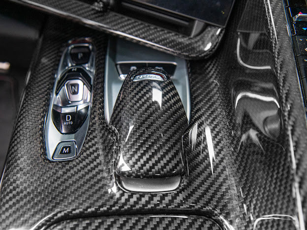 2020+ CHEVROLET CORVETTE C8 |CARBON FIBER CENTER CONSOLE W/ SWITCH TRIM FULL COVER