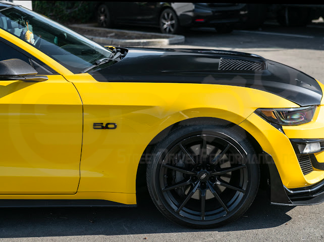 2018-2023 FORD MUSTANG S550 | GTD STYLE ALUMINUM FRONT AIR VENTED HOOD