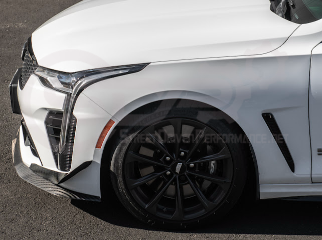 2020-UP CADILLAC CT4-V BLACKWING | CARBON FIBER FRONT LIP SPLITTER WITH CANARDS GROUND EFFECTS