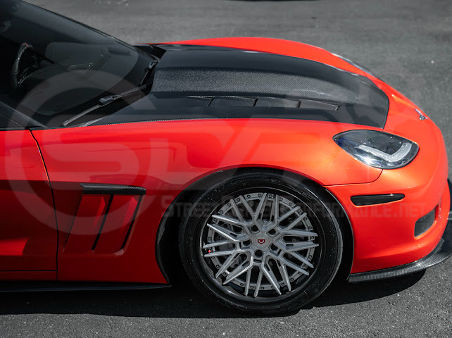 2005-2013 C6 Corvette - 427 /Grand Sport / Z06 / ZR1 | ZRA1 Style Front Splitter Lip Ground Effects (Carbon Fiber or Primer Black)