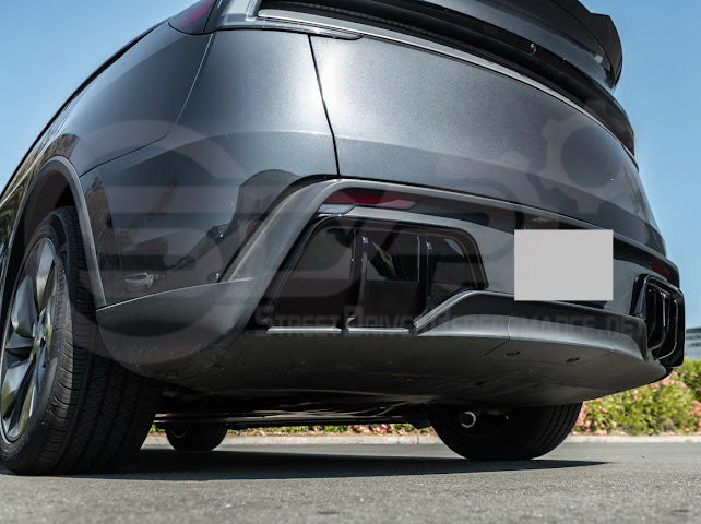 2025-Up Tesla Model Y | Fast Style Glossy Black Rear Bumper Finned Diffuser