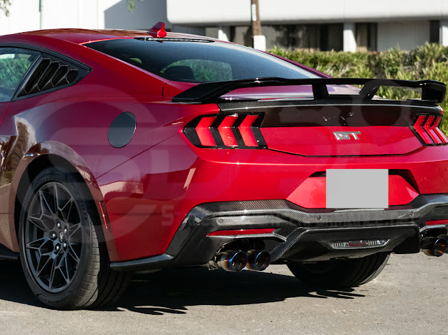 2024-UP FORD MUSTANG | DARKHORSE STYLE GLOSSY BLACK REAR TRUNK LID GURNEY FLAP WICKERBILL WING SPOILER