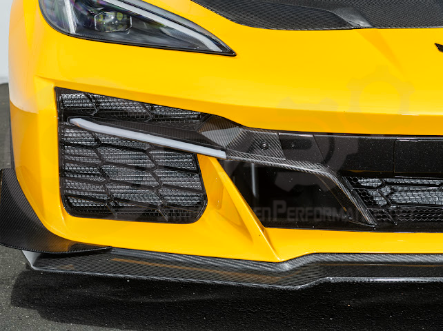 2023+ CHEVROLET CORVETTE C8 E-RAY & Z06 | FACTORY OEM STYLE GLOSSY BLACK FRONT RADIATOR MESH GRILLE GUARD