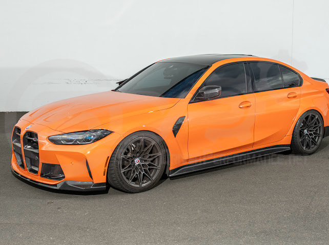 2021-UP BMW G80 M3 SEDAN | 3D STYLE CARBON FIBER ADD-ON SIDE SKIRTS ROCKER PANEL EXTENSION GROUND EFFECTS