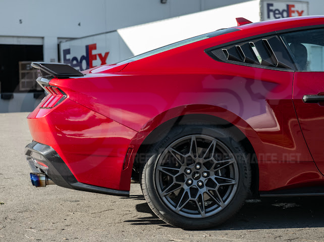 2024-UP FORD MUSTANG | DARKHORSE STYLE GLOSSY BLACK REAR TRUNK LID GURNEY FLAP WICKERBILL WING SPOILER