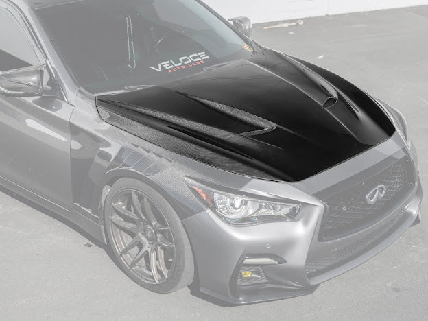 2014-Up Infiniti Q50 V37 | Performance CARBON FIBER Front Vented Hood