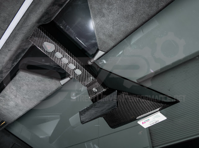 2024-Up Tesla Cybertruck | Interior DRY Carbon Fiber Rear View Mirror Upper Trim Cover