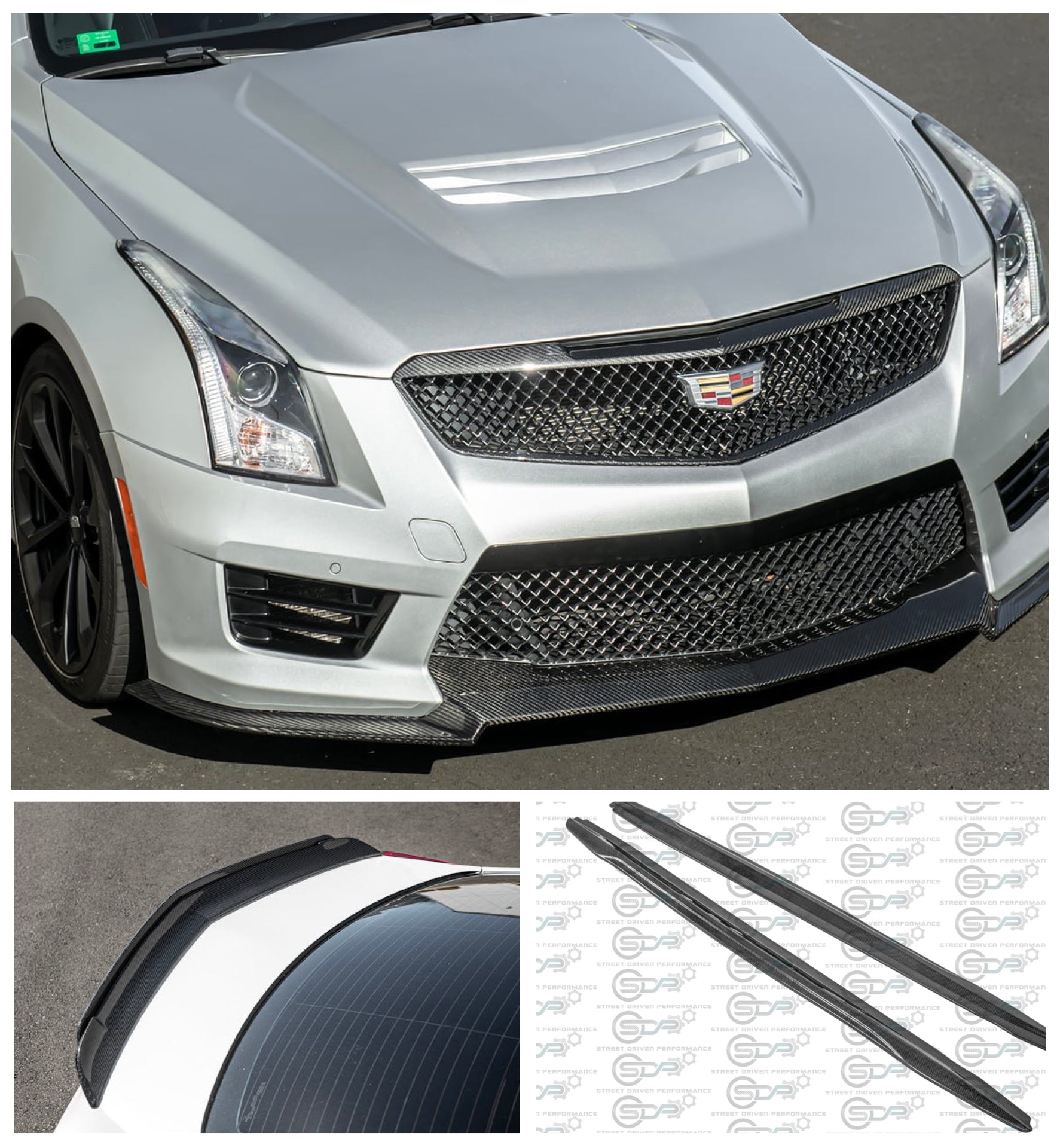 2016-2019 Cadillac ATS-V COUPE & SEDAN | Full Carbon Fiber Aero Body Kit - (Front Lip Splitter, Side Skirts Rocker Panel Ground Effects, Rear Trunk Spoiler Wing)