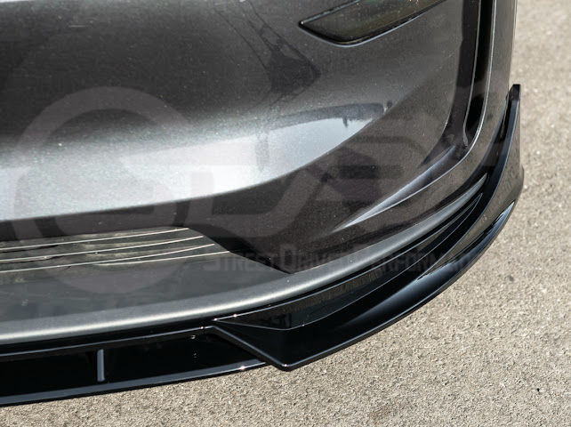 2025-UP TESLA MODEL Y | SDP TRACK STYLE GLOSS BLACK 4 PIECE FRONT LIP SPLITTER GROUND EFFECTS