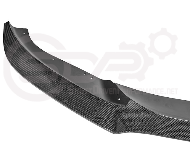 Blackwing style carbon fiber front bumper lip splitter for Cadillac CT5 Sport and V models, enhances ground effects and sporty look.