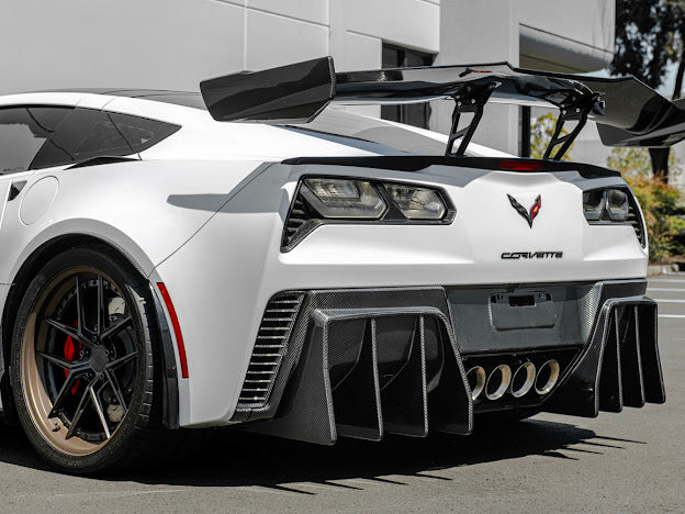 2014-2019 Corvette C7 Performance Track CARBON FIBER Rear Bumper Finned Diffuser