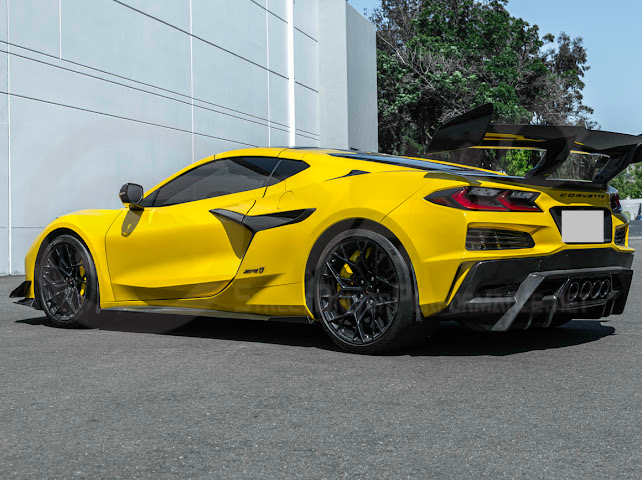 2023-UP CORVETTE C8 E-RAY, Z06, & ZR1 | FACTORY EXTENDED XL VERSION 2 FRONT & REAR MUD FLAPS SPLASH GUARD PAIR
