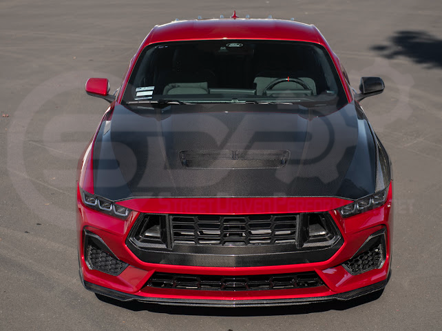 2024-Up Ford Mustang S650 | Factory Style CARBON FIBER Front Hood with Hood Vent (2 versions)