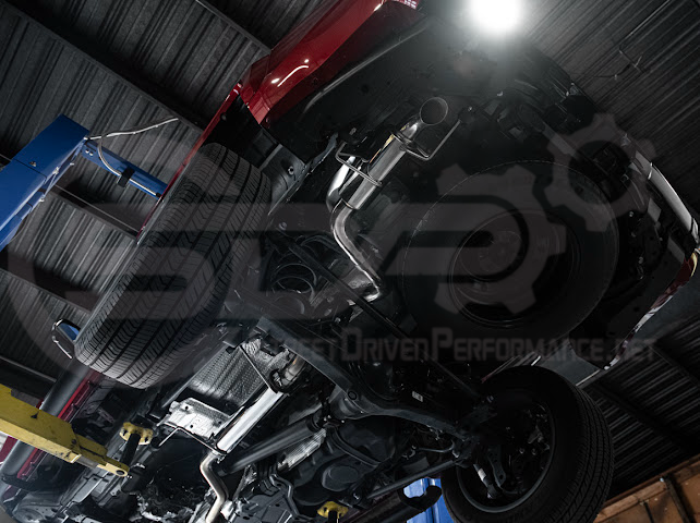 Toyota 4Runner 2025+ cat-back exhaust system by Street Driven Performance with chrome or burnt blue tips, featuring turn down design.