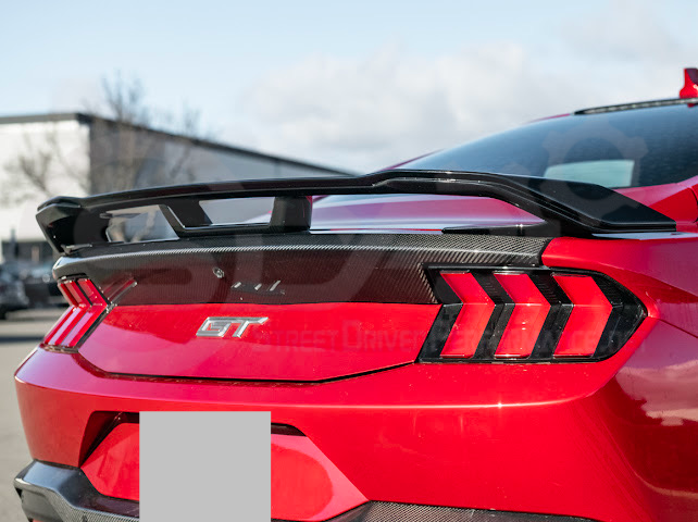 2024-UP FORD MUSTANG | DARKHORSE STYLE GLOSSY BLACK REAR TRUNK LID GURNEY FLAP WICKERBILL WING SPOILER