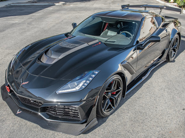 2019 CHEVROLET CORVETTE C7 ZR1 CARBON FIBER FRONT SPLITTER SIDE WINGLET EXTENSIONS (PAIR)