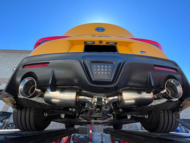 2020-PRESENT TOYOTA GR SUPRA A90 A91 | NON RESONATED CAT BACK EXHAUST WITH BURNT BLUE TIPS