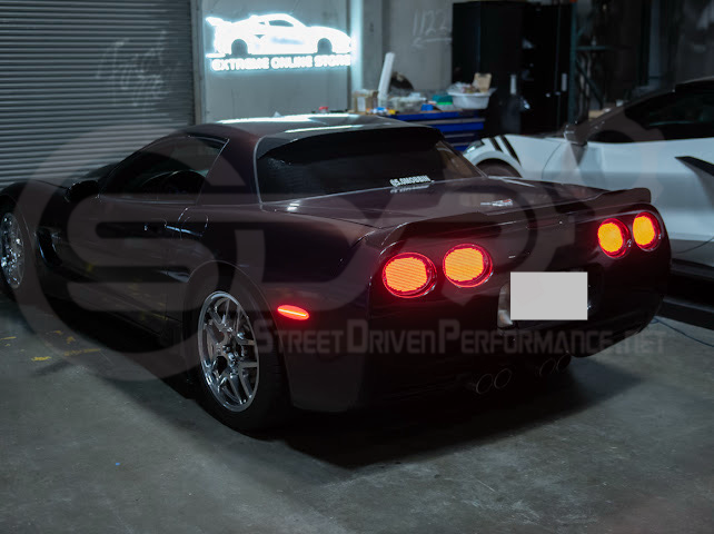 1997-2004 Chevrolet Corvette C5 | Rear Bumper Clear / Red / Black Lens Red LED Side Marker Lights Pair