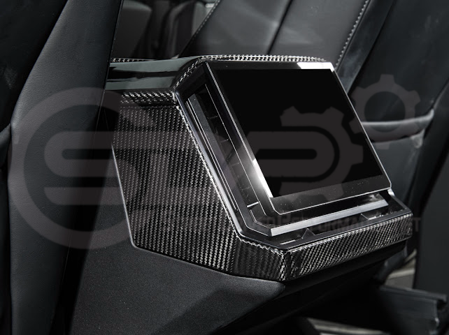 2024-Up Tesla Cybertruck | Interior DRY Carbon Fiber Rear Display Lower Trim Cover