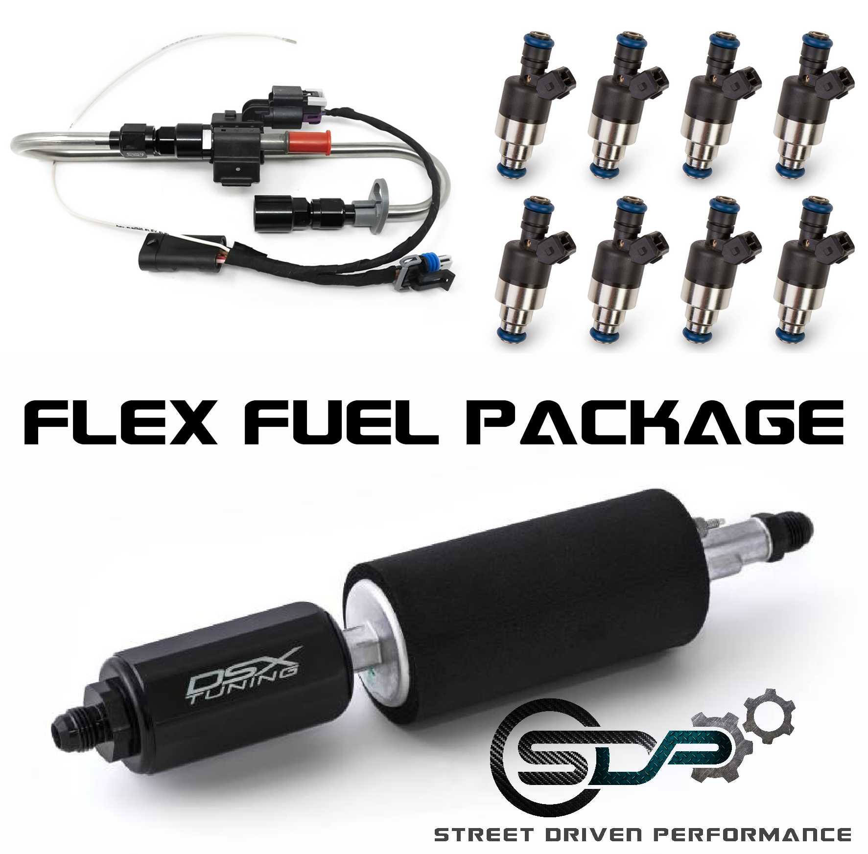 SDP Complete Flex Fuel Package - DSXTuning Flex Fuel & Aux Pump kits with choice of Injector Dynamics Injectors