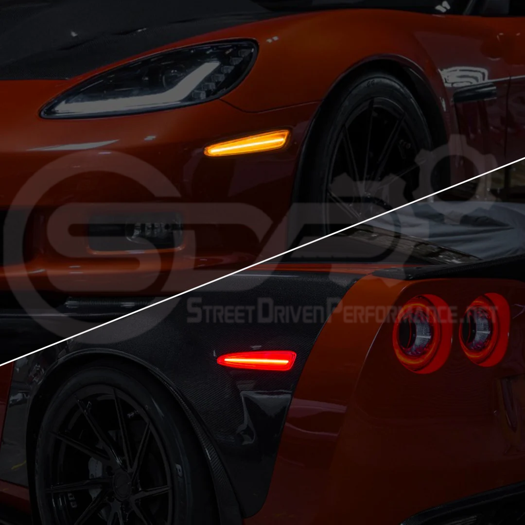 2005-2013 Chevrolet Corvette C6 | Amber Light LED Side Fender Markers Pair (Front and / or Rear) {Clear, Amber, Red, or Smoke Lenses}
