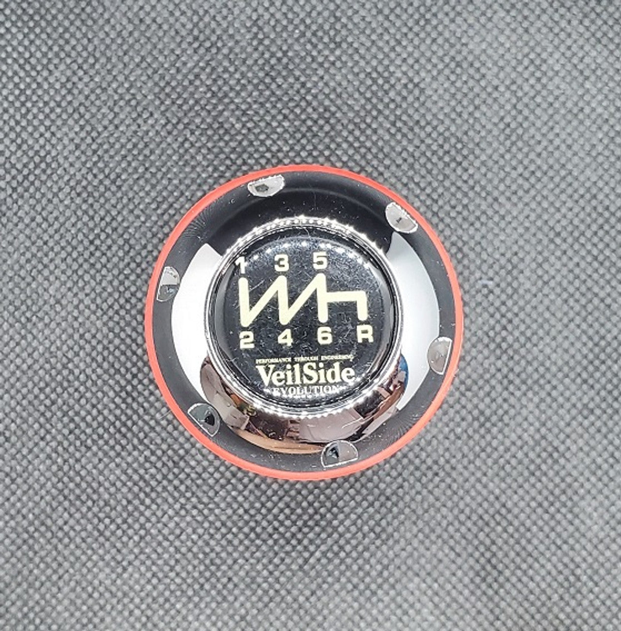 VeilSide Universal Mazda 3, 6, Miata, RX7 & RX8, Nissan S13, S14, S15, Z33, Z34, Celica, MR2 & MRS Shift Knob Type R II With Red O-Ring..Material: T6061 Aluminum..Size: 2.5"/ 6.35cm tall..Made in Japan