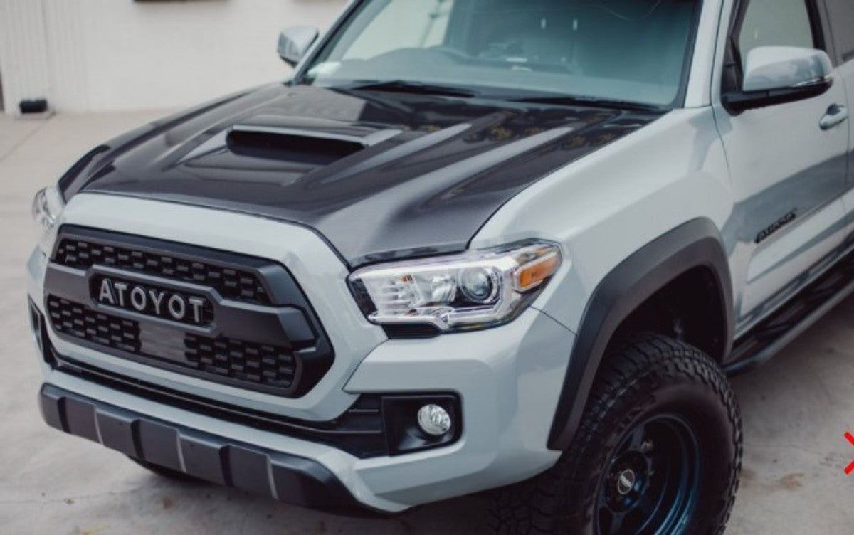 Advan Techno-R Vented Design 2016-2020 Toyota Tacoma Carbon Fiber Hood with Scoop