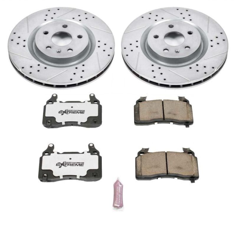 PowerStop Chevrolet Camaro Z26 Street Warrior front brake kit with performance brake rotors and pads for 2010-2015 models.