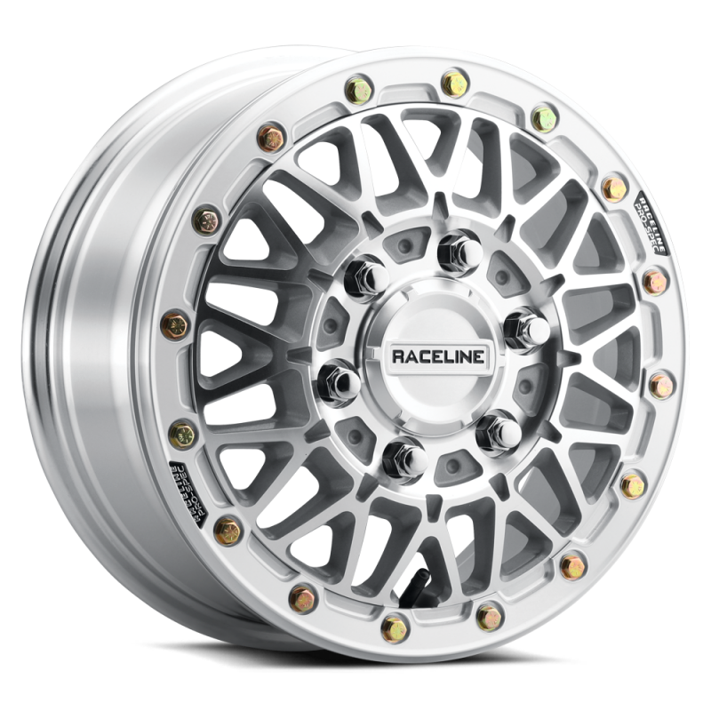 Forged Raceline A15 Omega 15x6 inch wheels with machined finish, 6x139.7 bolt pattern, 74mm offset, and 78.1mm bore.