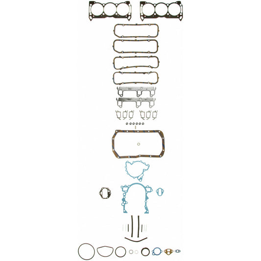 Fel-Pro Oldsmobile Cutlass Supreme engine gasket set FS 8723 PT-4 with various gaskets laid out on a white background.