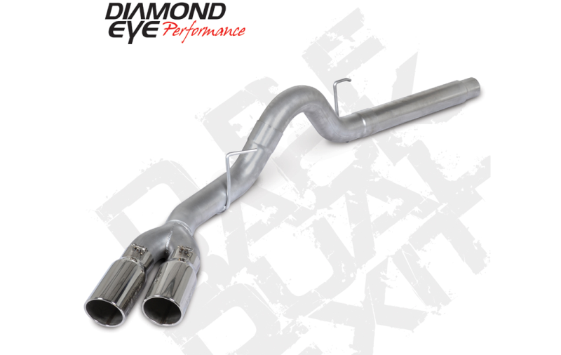 Diamond Eye Performance DPF back exhaust kit for Ford 3.0L Powerstroke F150, 4-inch aluminum dual tips, shown installed