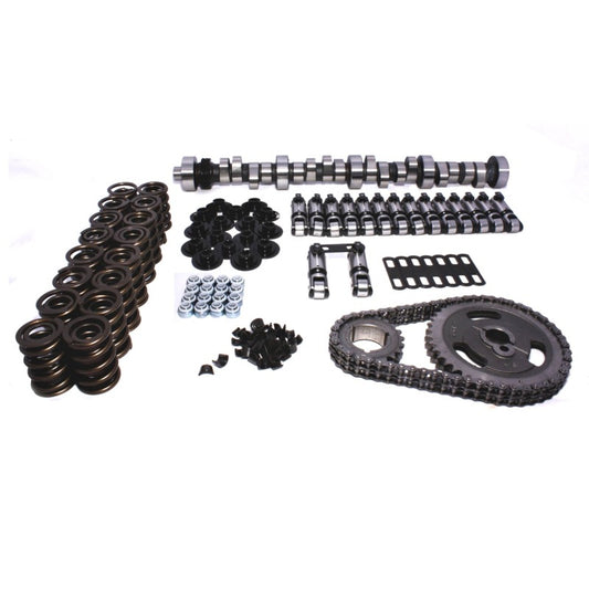 COMP Cams XR268 R-10 camshaft kit showing detailed metal camshaft with gear for high-performance engine tuning.