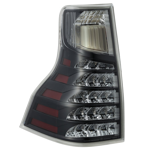 AlphaRex Lexus GX470 PRO-Series LED tail lights in Alpha Black, showing the sleek design and illuminated LED features.