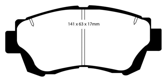 EBC Redstuff front brake pads for Lexus ES300 1992-1996 3.0L, performance brake pads with red friction material.